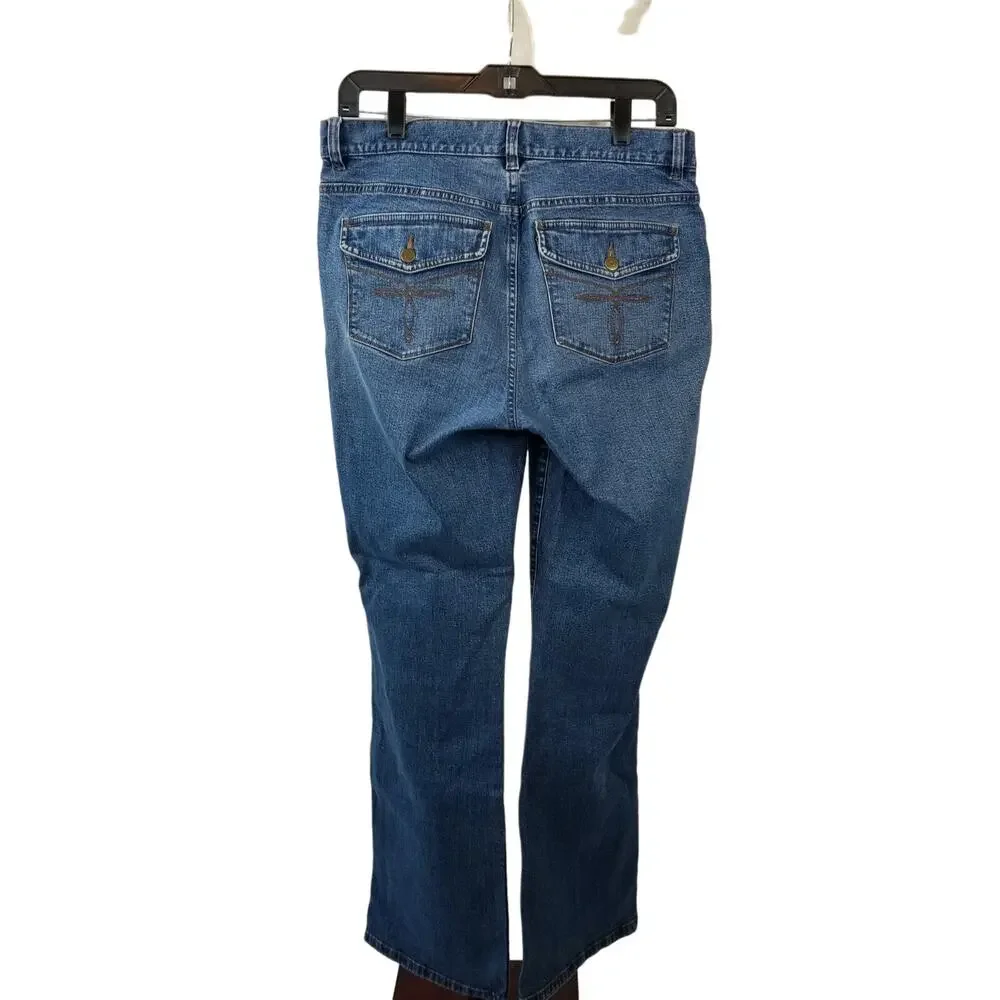Lauren Ralph Lauren Blue Denim Jeans Vintage Flap Pockets Bootcut Size 8